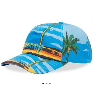 Ganni Cotton Canvas Cap in Palm Beach Cloissone